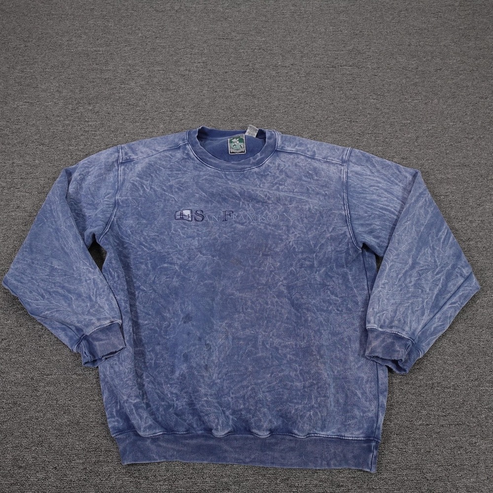 McIntosh‎ & Seymour Sweatshirt Mens Large Blue San Francisco Graphic Fleece